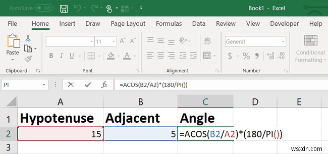 Excel TAN ফাংশন:কিভাবে স্পর্শক কোণ খুঁজে বের করা যায়