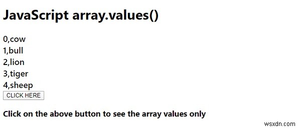 JavaScript array.values() 