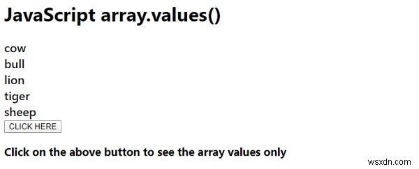 JavaScript array.values() 