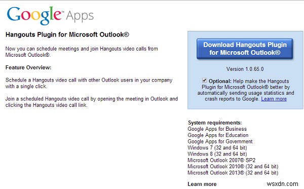 Microsoft Outlook-এর জন্য Google Meet অ্যাড-ইন 