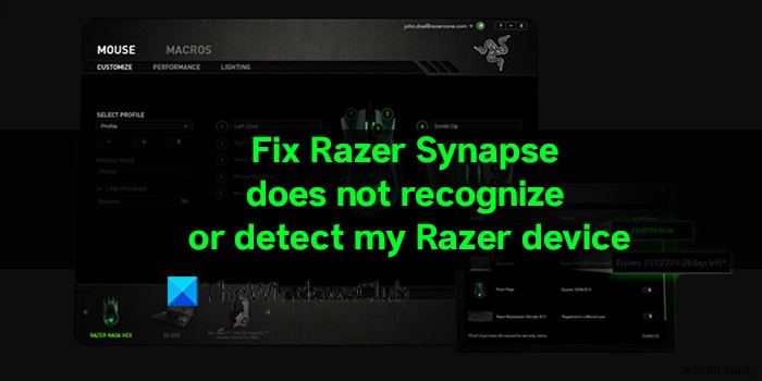 Razer Synapse আমার Razer ডিভাইস চিনতে বা সনাক্ত করে না 