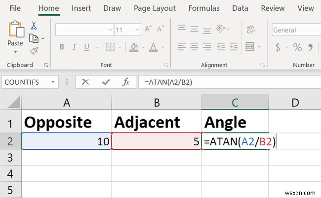 Excel TAN ফাংশন:কিভাবে স্পর্শক কোণ খুঁজে বের করা যায়