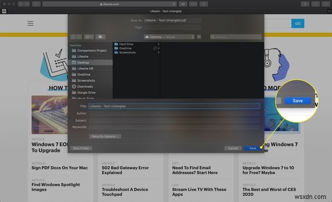 ম্যাকের সাফারিতে একটি পিডিএফ হিসাবে একটি ওয়েব পৃষ্ঠা কীভাবে সংরক্ষণ করবেন