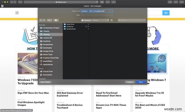 ম্যাকের সাফারিতে একটি পিডিএফ হিসাবে একটি ওয়েব পৃষ্ঠা কীভাবে সংরক্ষণ করবেন