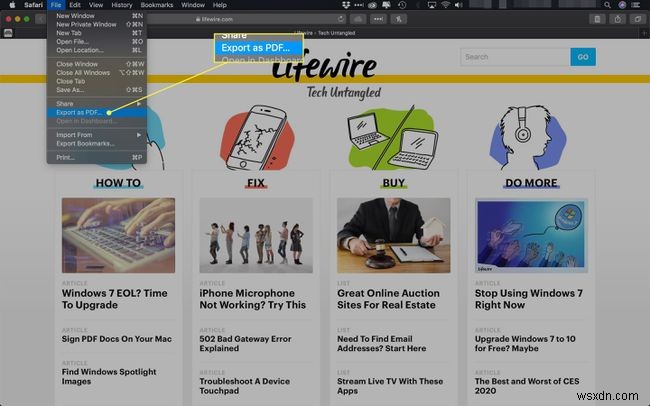 ম্যাকের সাফারিতে একটি পিডিএফ হিসাবে একটি ওয়েব পৃষ্ঠা কীভাবে সংরক্ষণ করবেন