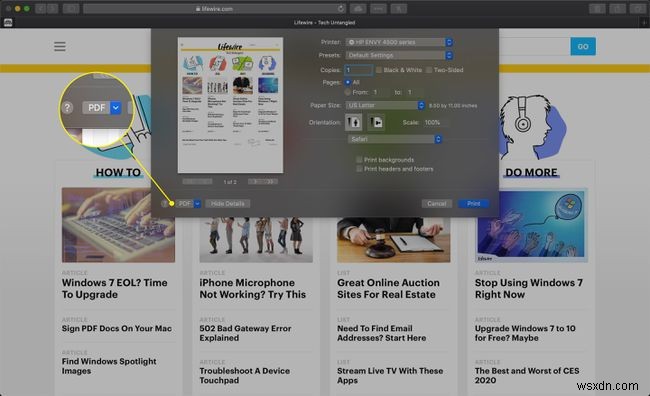 ম্যাকের সাফারিতে একটি পিডিএফ হিসাবে একটি ওয়েব পৃষ্ঠা কীভাবে সংরক্ষণ করবেন