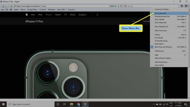 উইন্ডোজের জন্য সাফারিতে মেনু বারটি কীভাবে দেখাবেন