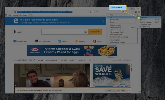 কিভাবে ইন্টারনেট এক্সপ্লোরার 11 এ ফুল স্ক্রীন মোড সক্রিয় করবেন