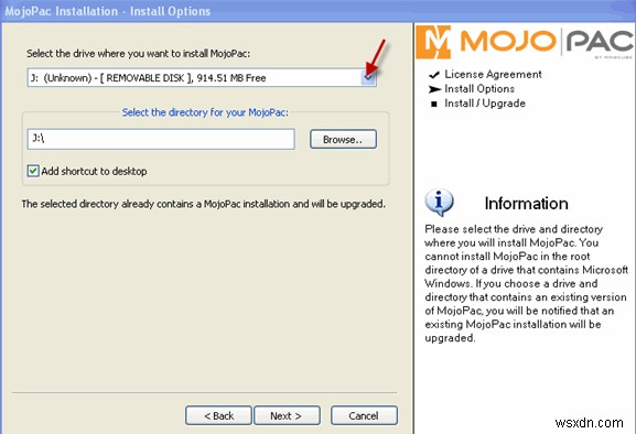 মোজোপ্যাক আপনাকে একটি USB ড্রাইভে আপনার Windows XP বহন করার অনুমতি দেয়
