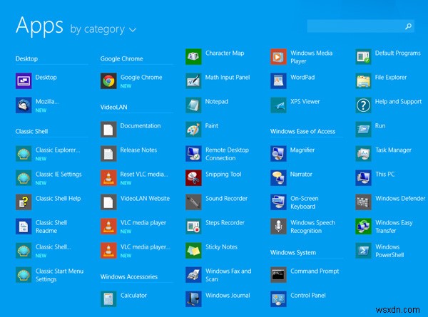 Apps স্ক্রীন দিয়ে Windows 8.1 স্টার্ট স্ক্রীন প্রতিস্থাপন করুন