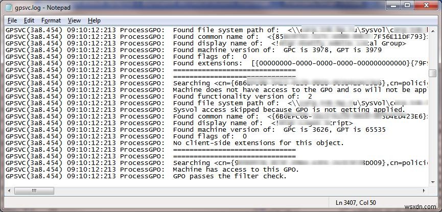 Windows 7 এ Gpsvc.log ব্যবহার করে GPO লগিং