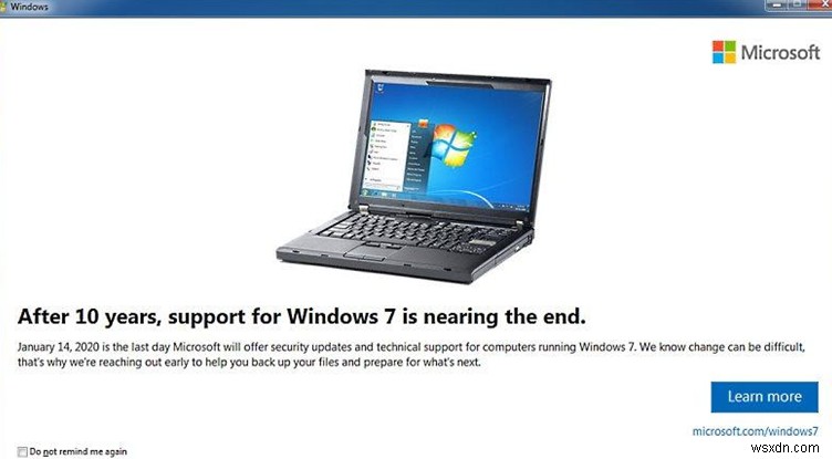 Windows 7:সমর্থন বিজ্ঞপ্তির সমাপ্তি, বর্ধিত নিরাপত্তা আপডেট প্রোগ্রাম