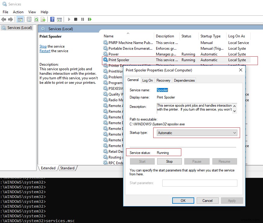 স্থির করুন:স্থানীয় প্রিন্ট স্পুলার পরিষেবা Windows 10 এ চলছে না