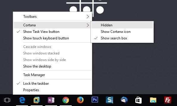 Windows 10 টাস্কবার থেকে Cortana সার্চ বার এবং টাস্ক ভিউ আইকন কিভাবে সরাতে হয়