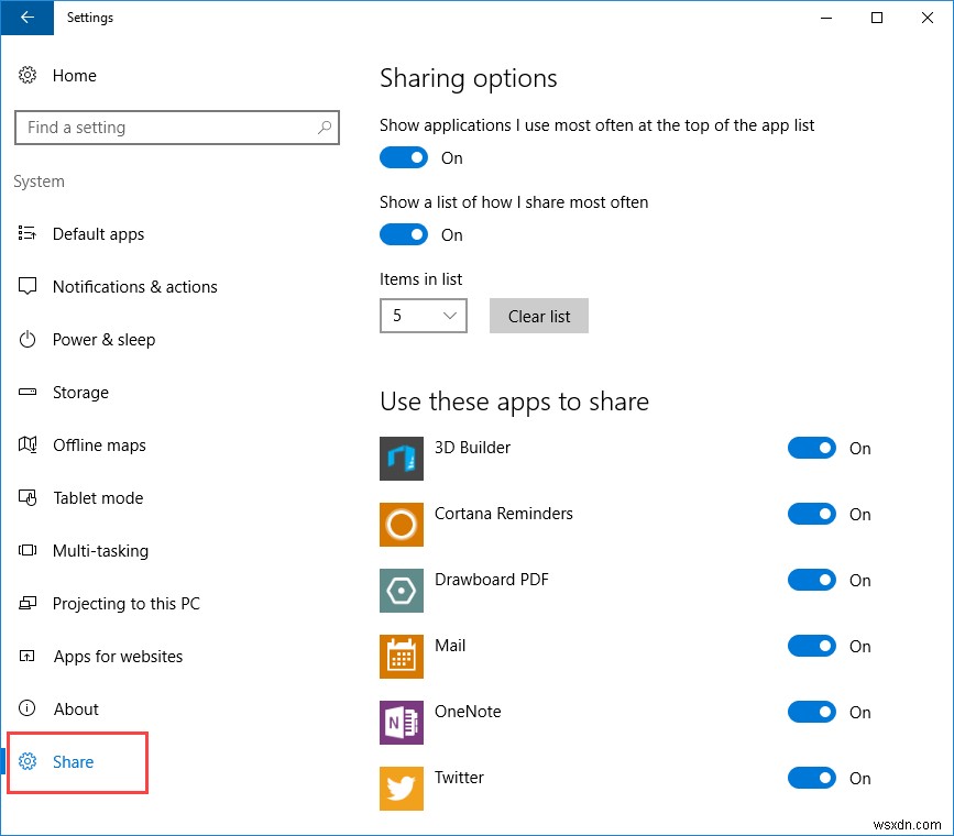 Windows 10 সেটিংস অ্যাপে  শেয়ার সেটিংস  বিকল্পটি কীভাবে সক্ষম করবেন
