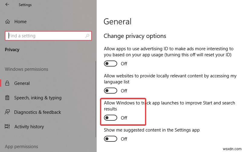 Windows 10 এ অ্যাপ লঞ্চ ট্র্যাকিং কীভাবে নিষ্ক্রিয় করবেন