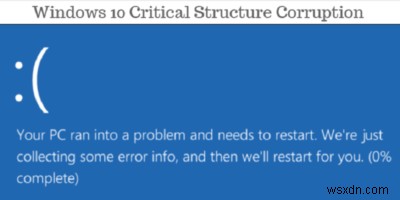 Windows 10 এ ক্রিটিক্যাল স্ট্রাকচার করাপশনের সমস্যা সমাধানের উপায়