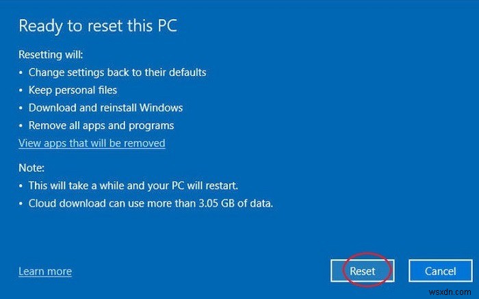Windows 10 ফ্যাক্টরি রিসেট ক্লাউড বিকল্প ব্যবহার করা