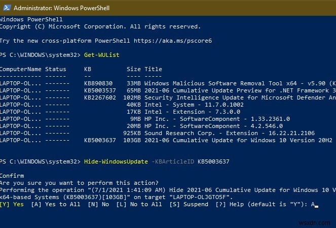 Windows 10 এ PowerShell ব্যবহার করে আপডেটগুলি কীভাবে লুকাবেন