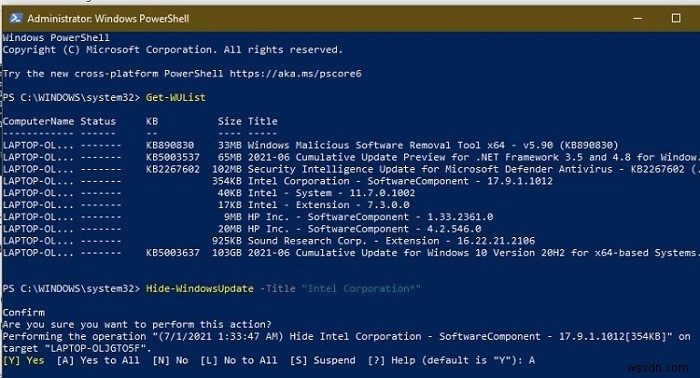 Windows 10 এ PowerShell ব্যবহার করে আপডেটগুলি কীভাবে লুকাবেন