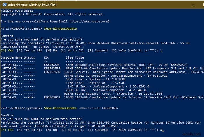 Windows 10 এ PowerShell ব্যবহার করে আপডেটগুলি কীভাবে লুকাবেন