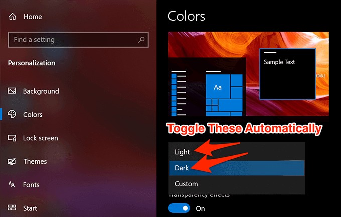 Windows 10 এ কীভাবে স্বয়ংক্রিয়ভাবে অন্ধকার এবং হালকা মোড টগল করবেন
