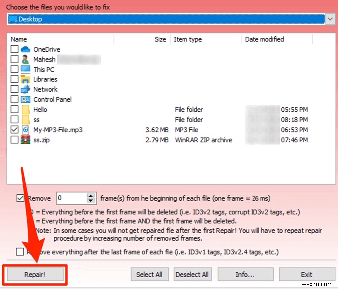 ক্ষতিগ্রস্ত MP3 ফাইল খুঁজুন এবং ঠিক করুন 