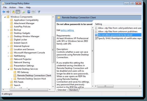 উইন্ডোজে রিমোট ডেস্কটপ শংসাপত্র সংরক্ষণ প্রতিরোধ করুন 