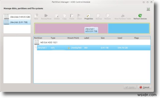 KDE পার্টিশন ম্যানেজার দিয়ে পার্টিশন সম্পাদনা