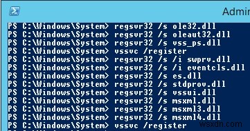 VSS লেখক ব্যর্থ হয়েছে:Windows সার্ভারে VSS লেখকদের পুনরায় নিবন্ধন করা হচ্ছে 