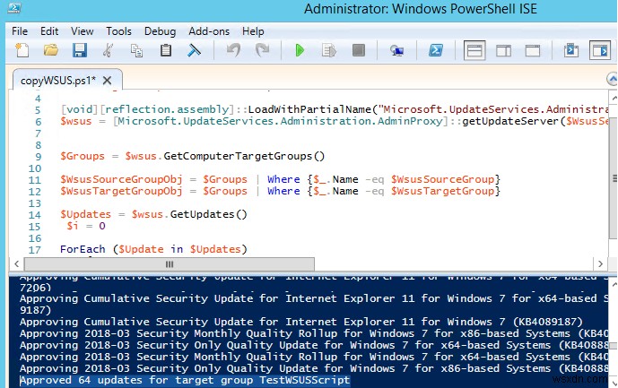 WSUS টার্গেট গ্রুপের মধ্যে অনুমোদিত আপডেট কপি করা 
