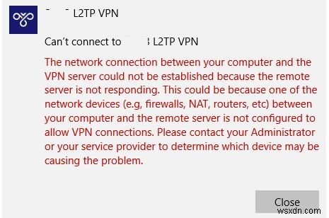 NAT, VPN ত্রুটি কোড 809 এর পিছনে L2TP/IPSec VPN সংযোগ কনফিগার করা হচ্ছে 