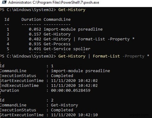 PowerShell কনসোলে পূর্ববর্তী কমান্ড ইতিহাস 