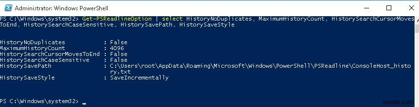 PowerShell কনসোলে পূর্ববর্তী কমান্ড ইতিহাস 