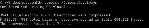 উইন্ডোজ 10 কমপ্যাক্ট ওএস:ডিস্ক ফুটপ্রিন্ট হ্রাস করা 