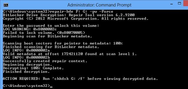 এনক্রিপ্ট করা ড্রাইভে ডেটা পুনরুদ্ধার করতে বিটলকার মেরামত টুল ব্যবহার করা 
