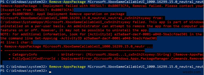 ত্রুটি 0x80073CFA:Windows 10-এ Remove-AppxPackage ব্যবহার করে অ্যাপ আনইনস্টল করা যাবে না 