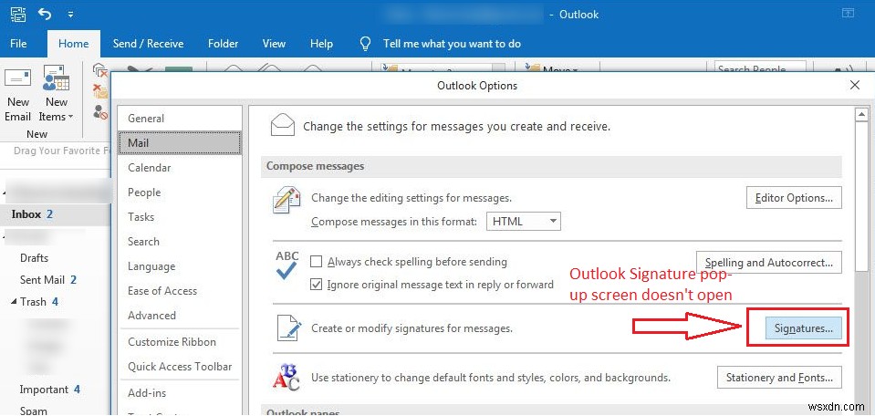 ঠিক করুন:আউটলুক 2013/2016-এ  স্বাক্ষর  বোতাম কাজ করছে না 