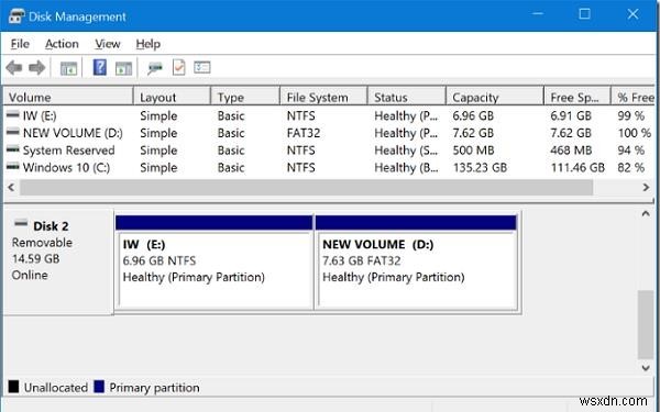 Windows 10 এ একটি USB ড্রাইভে একাধিক পার্টিশন তৈরি করা 