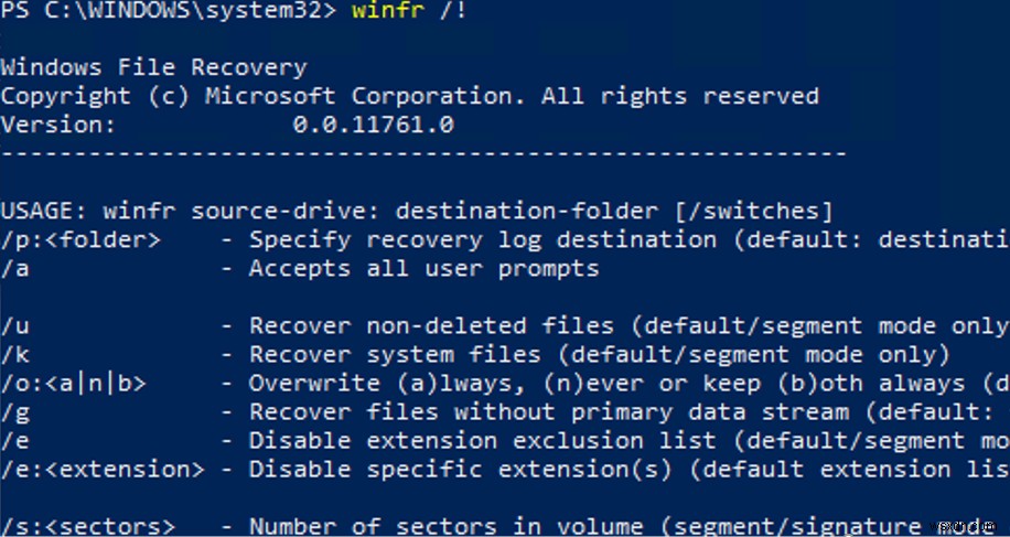 Windows 10-এ Windows File Recovery Tool (WINFR) ব্যবহার করা 