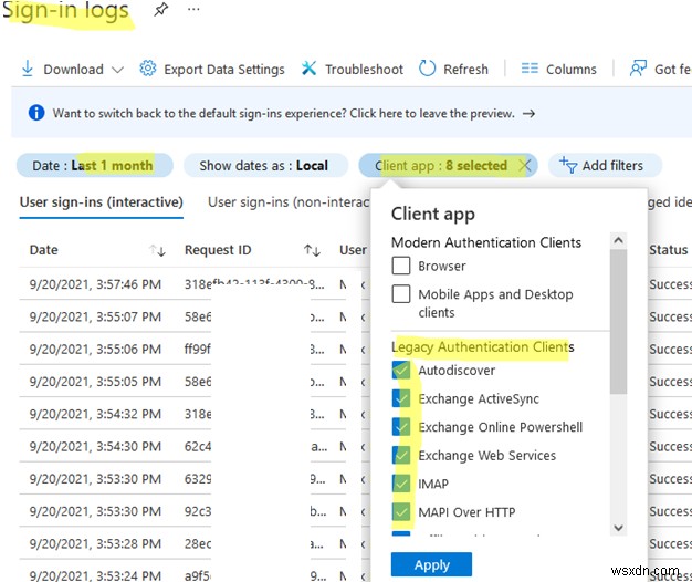 Microsoft 365-এর জন্য আধুনিক বা মৌলিক প্রমাণীকরণ সক্ষম করা হচ্ছে 