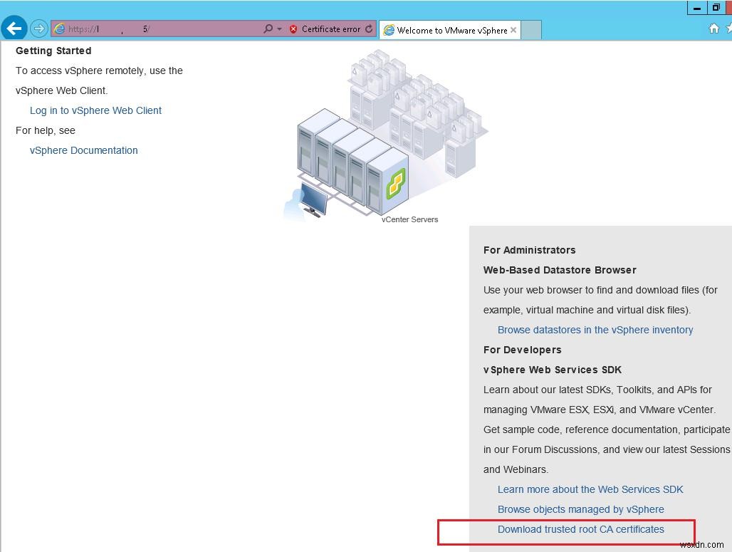 VMWare vCenter স্ব-স্বাক্ষরিত শংসাপত্র সতর্কতা সরানো হচ্ছে 