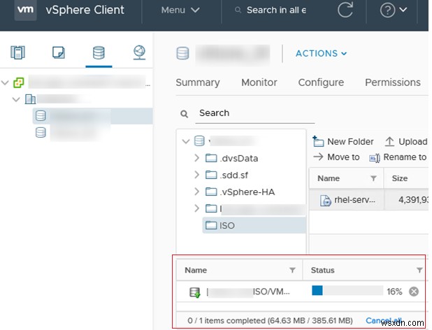 VMWare vSphere:ডেটাস্টোরে ফাইল আপলোড করতে ব্যর্থ 