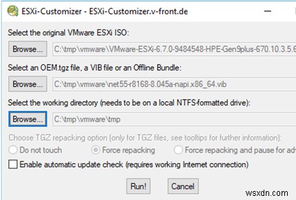 VMWare ESXi 6.7 ISO ইমেজে তৃতীয় পক্ষের ড্রাইভার যোগ করা হচ্ছে 