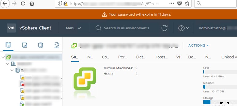 VMWare vSphere:পাসওয়ার্ডের মেয়াদ শেষ হওয়ার সেটিংস পরিচালনা করা 