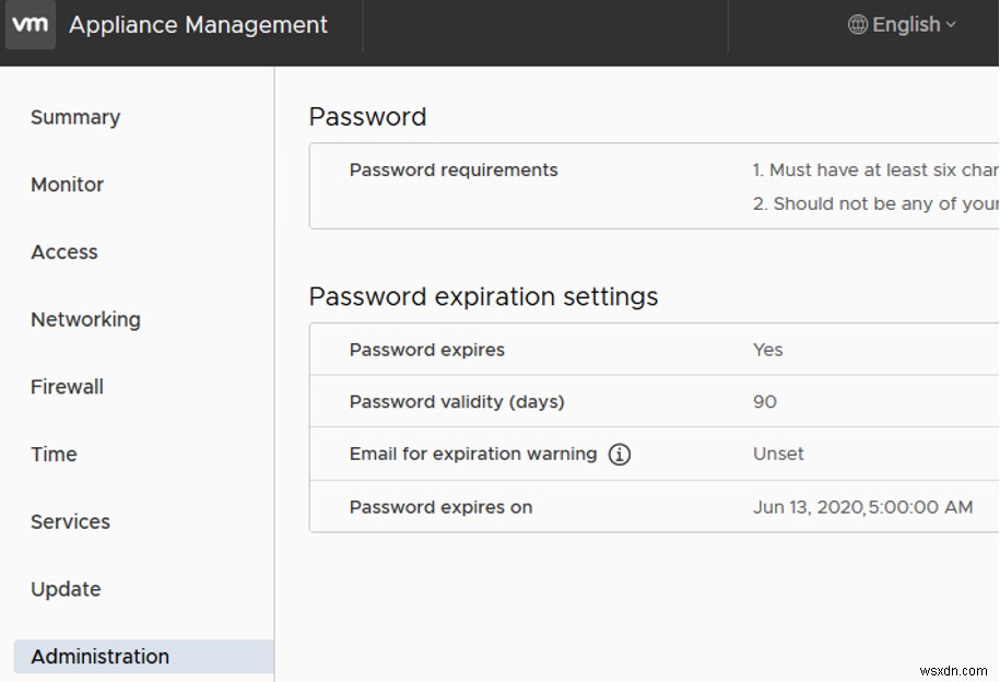 VMWare vSphere:পাসওয়ার্ডের মেয়াদ শেষ হওয়ার সেটিংস পরিচালনা করা 