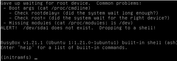 Ubuntu/Mint/Kali বুট করে Initramfs প্রম্পটে BusyBox-এ 