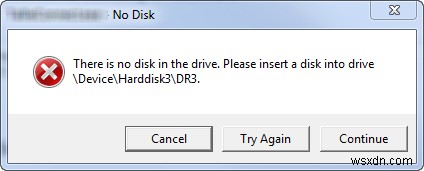 স্থির:ড্রাইভে কোন ডিস্ক নেই। ড্রাইভে একটি ডিস্ক সন্নিবেশ করুন 