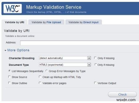 HTML5 এর জন্য W3C মার্কআপ যাচাইকারী 