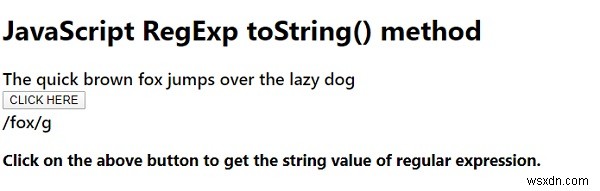JavaScript RegExp toString() পদ্ধতি 